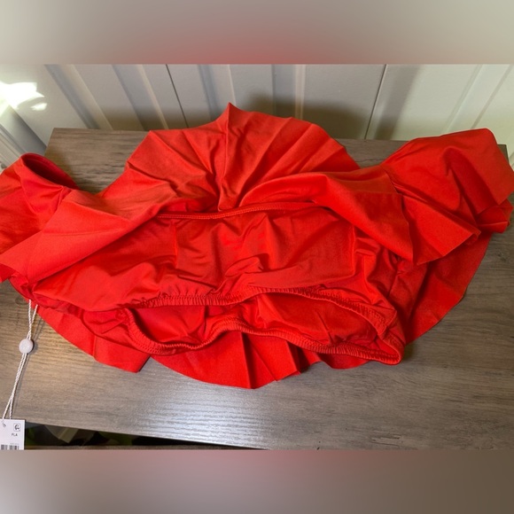 Trina Turk Bandeau Monaco Bikini Top Size 6  Ruffle Color Flame Strapless NWT - Picture 5 of 6